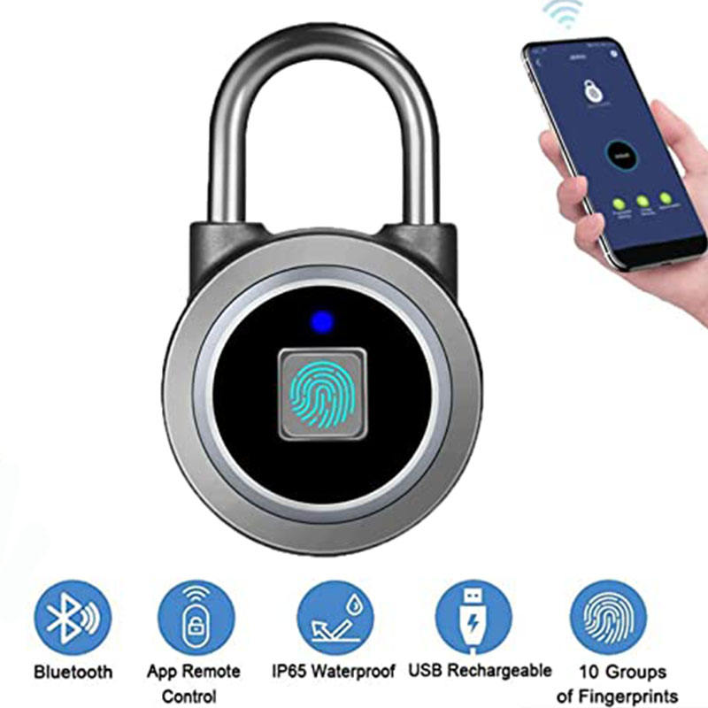 PL003 metal waterproof smart lock Fully automatic travel bag small fingerprint padlock